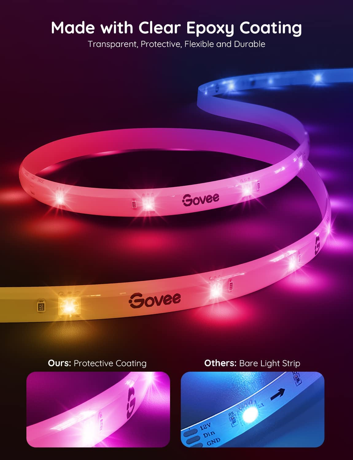 16.4Ft RGBIC LED Strip Lights, Wifi Color Changing LED Lights Segmented Control, Work with Alexa and Google Assistant, Music LED Lights for Bedroom, Kitchen, Christmas Party