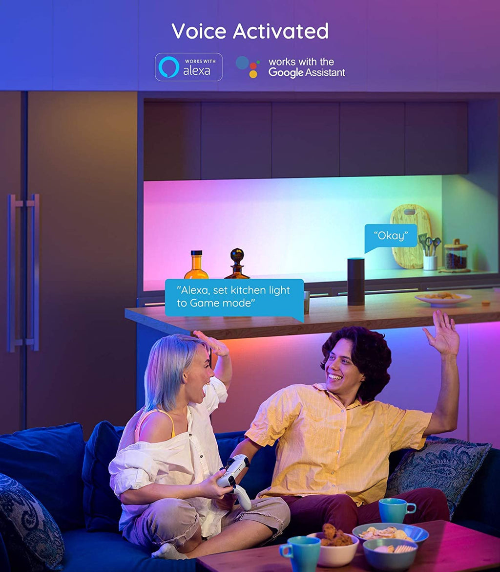 16.4Ft RGBIC LED Strip Lights, Wifi Color Changing LED Lights Segmented Control, Work with Alexa and Google Assistant, Music LED Lights for Bedroom, Kitchen, Christmas Party