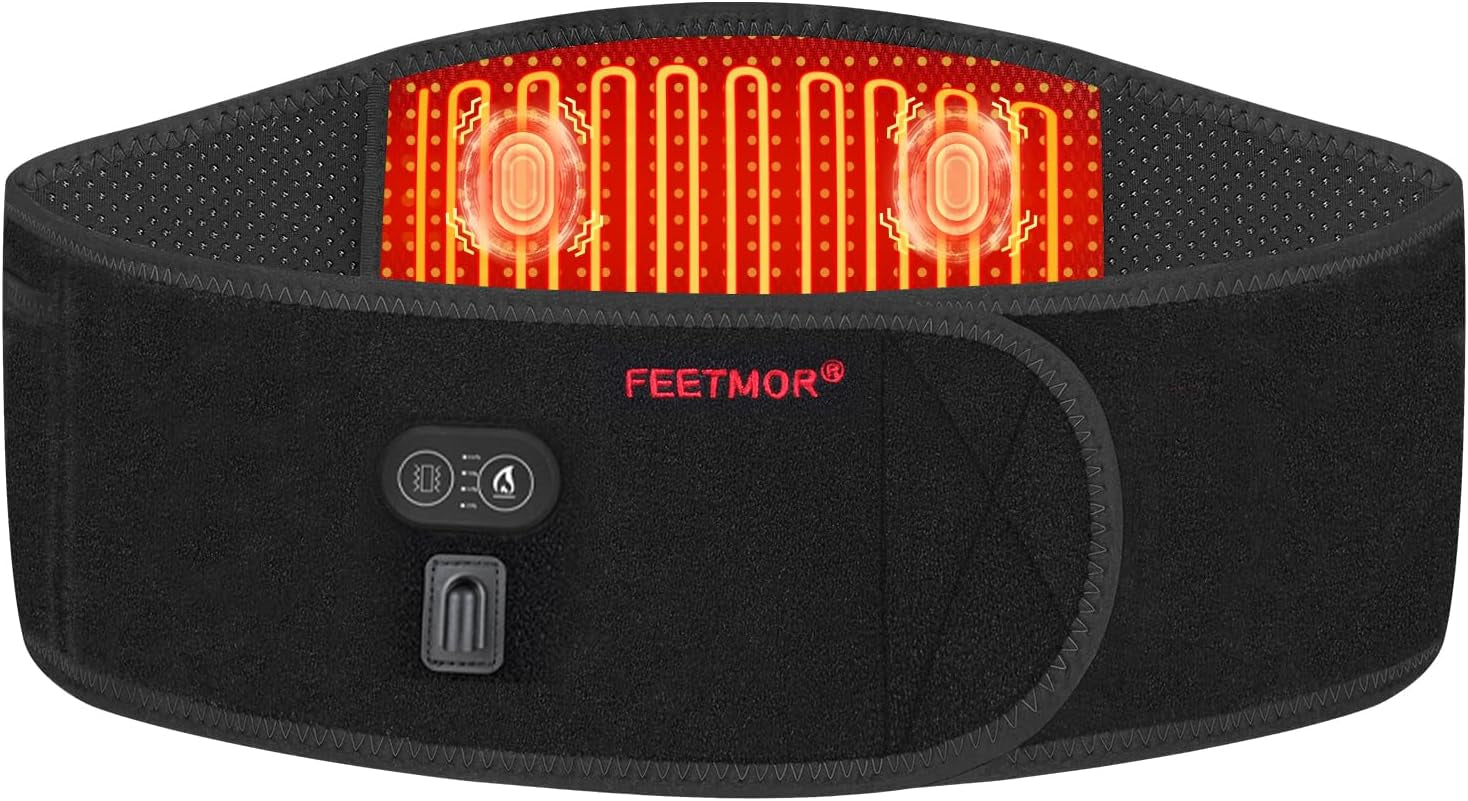 Heated Waist Belt, Cordless Heating Pad for Low Back Electrical Heating Rechargeable Battery Powered